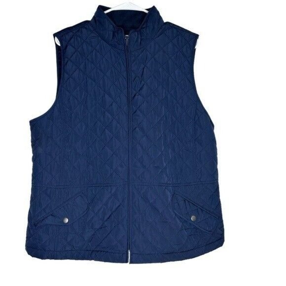 Talbots Jackets & Blazers - Talbots Navy Quilted Equestrian Vest Women’s Size XL